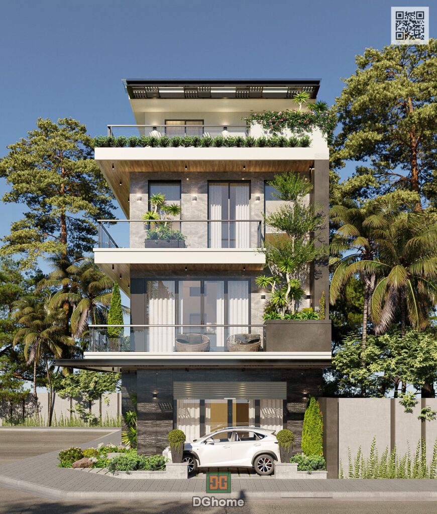 Mẫu nhà 2 mặt tiền hiện đại