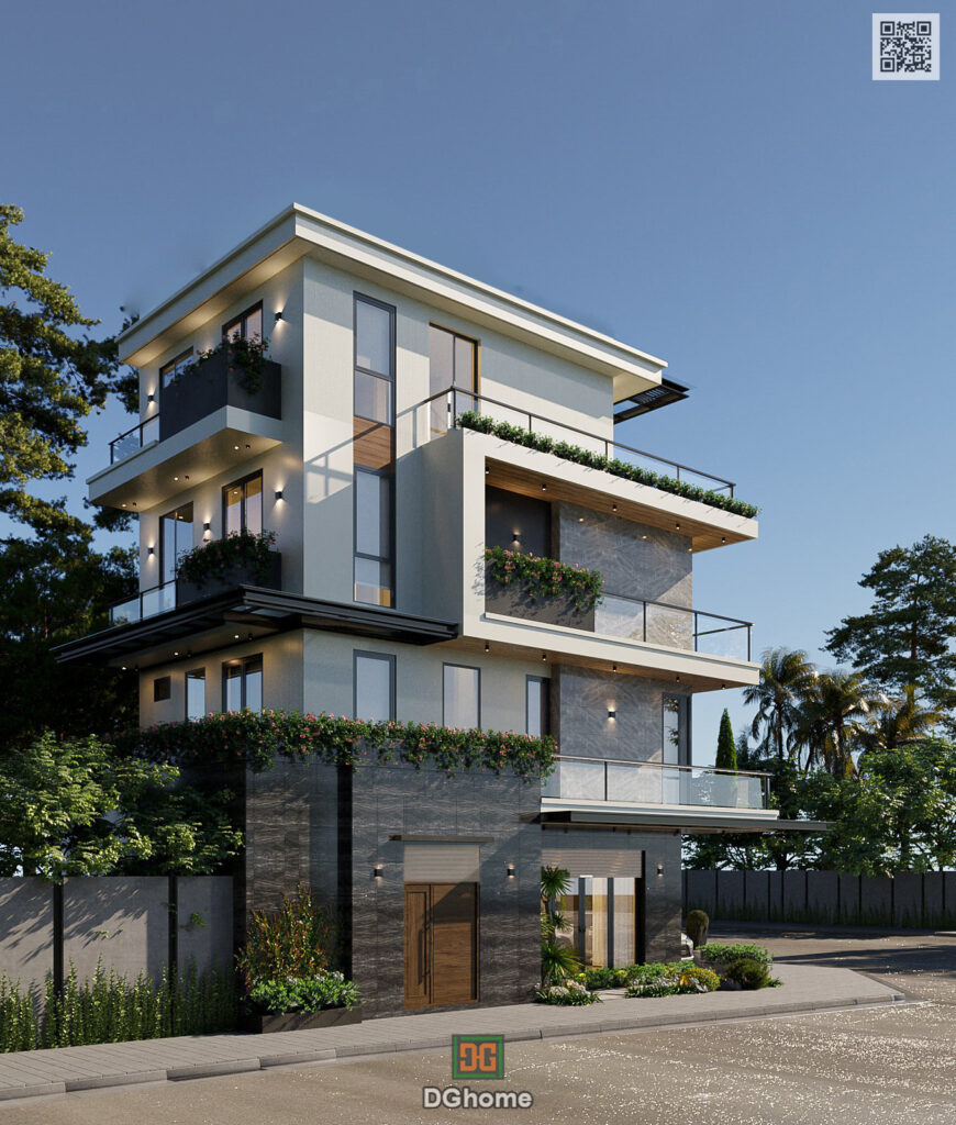 Mẫu nhà 2 mặt tiền hiện đại